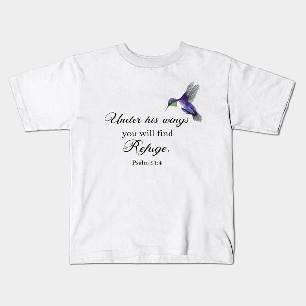 Under his wings you will find refuge Psalm 91 Kids T-Shirt by LatiendadeAryam